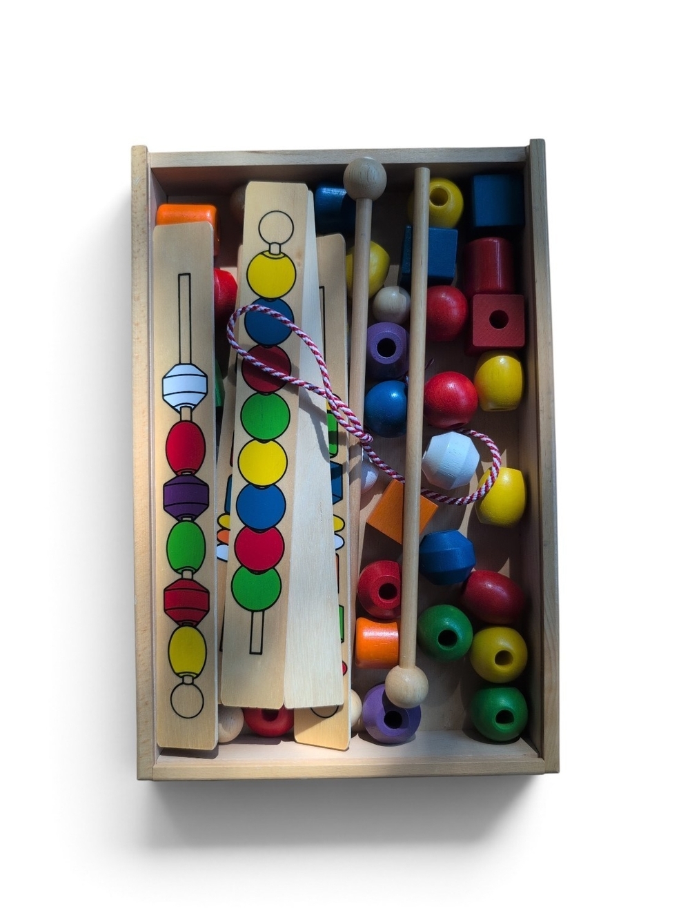 Wooden Bead Lacing Fine Motor Toy - Multi-Color